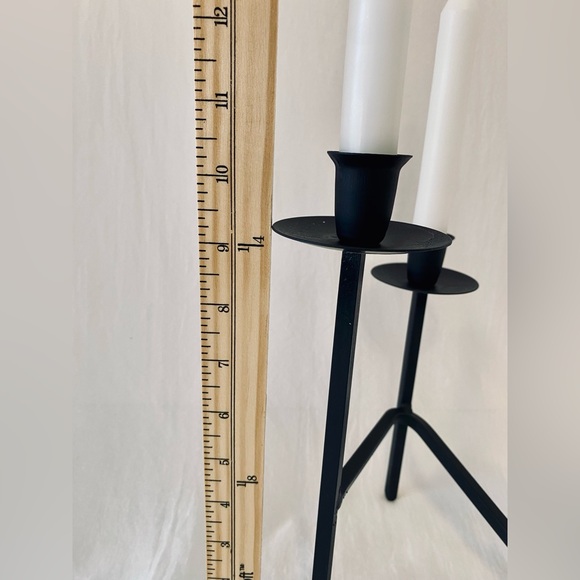 Elegant Black Metal Candle Holder with Candles - Picture 7 of 9